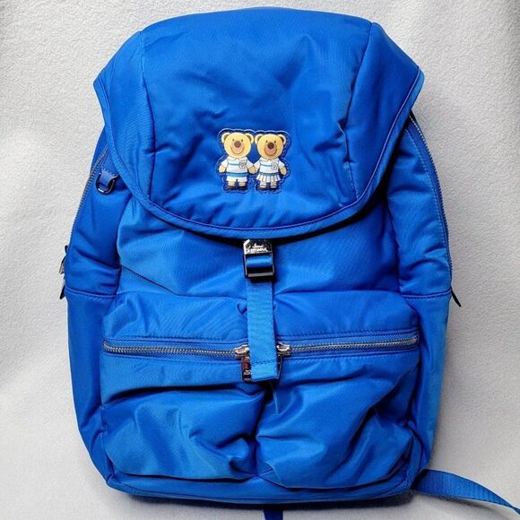 Maison Promax Teddy Bear Backpack Blue 15" Unisex Adult Bag Multiple Pockets - Picture 1 of 12